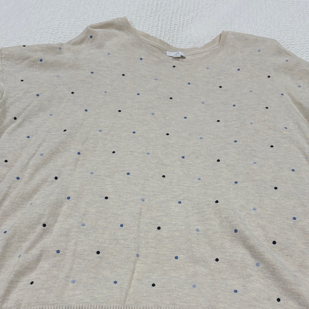 J Jill Beige Polka Dot Sweater - Picture 4 of 6
